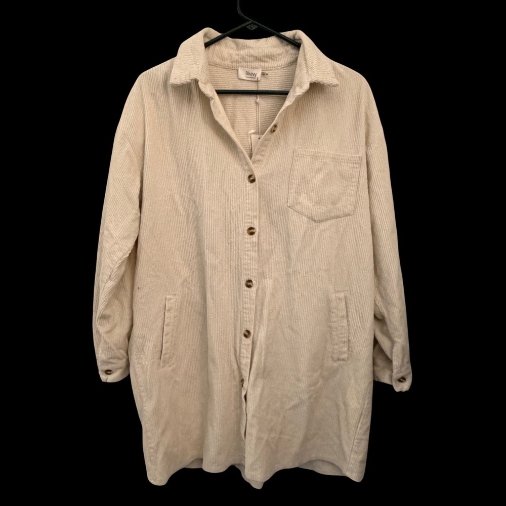 Bluivy Coco Corduroy Jacket Womens M/L Cream Beige NWT Shacket Longline BL21